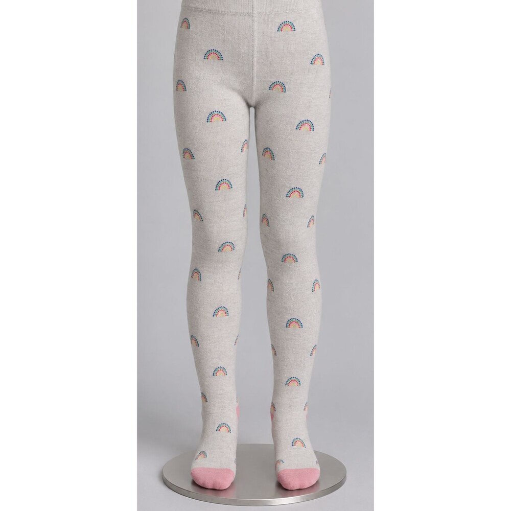 NWT Boden Kids Patterned Tights Oatmeal Marl Rainbow Size 9-10 C0638